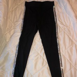 black PINK leggings with sequins down each side